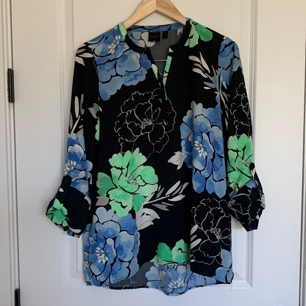 Rafaella Women’s Floral Blouse Black/Green M